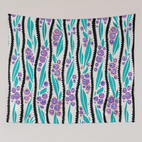 Aperçu de l'œuvre Art Nouveau, Feuilles Florales Violettes Motif Nature Lignes Verticales créée et vendue par Jaydee001.