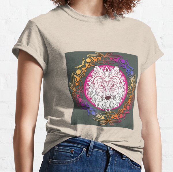 The Brave Pink Fox in Mandala Pattern Classic T-Shirt