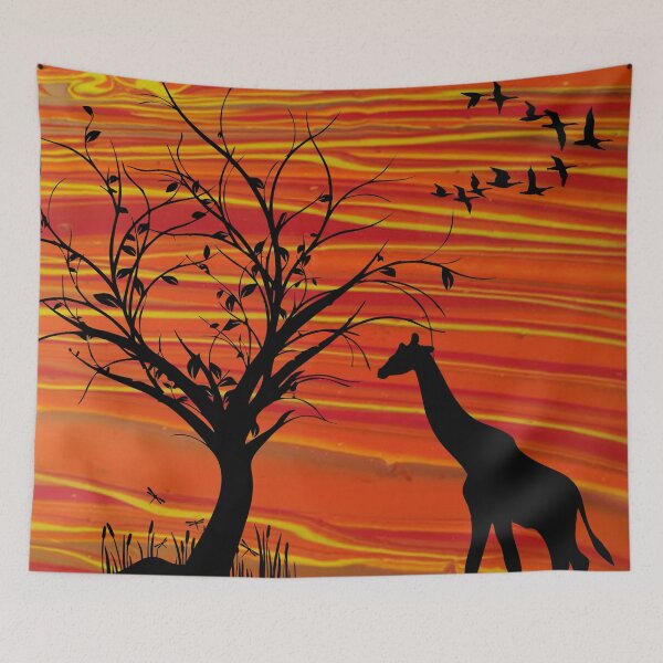 Item preview, Sunset African Savannah Landscape - Original Acrylic Art designed and sold by AussieMuma.