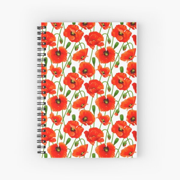 Beautiful Red Poppy Flowers Spiral Notebook