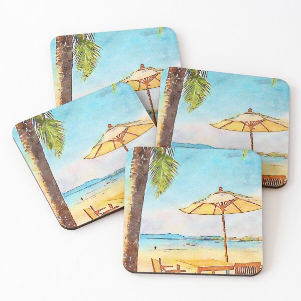 Item preview, At the beach. Digital watercolour of Bang Tao Beach, Phuket, Thailand designed and sold by Kevin Hellon.
