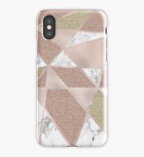 Rose gold marble geo abstract iPhone Case