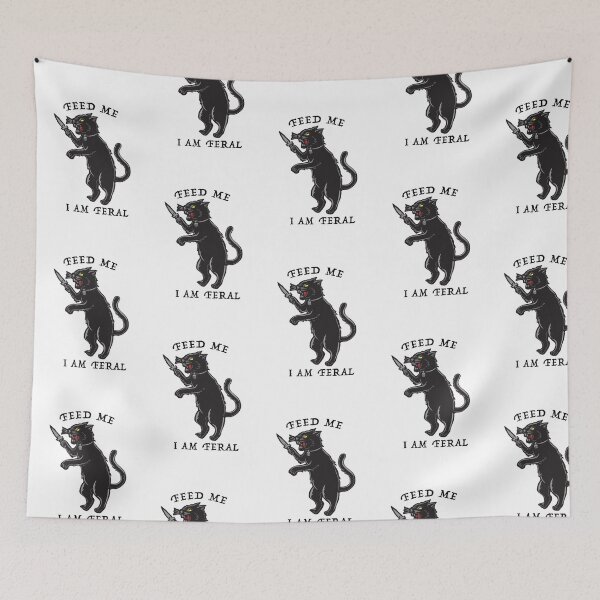Item preview, Feed Me I am Feral ( Funny Black Cat ) designed and sold by WULFLAND ARTS.