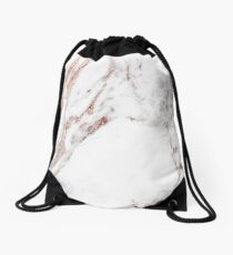 Rose gold vein marble Drawstring Bag
