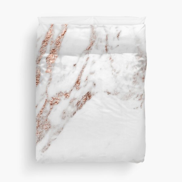 Rose gold vein marble Duvet Cover