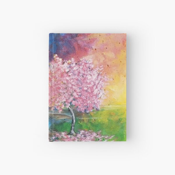 Tree in bloom with colorful background Hardcover Journal