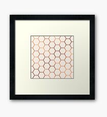 Rose gold copper honeycomb Framed Print