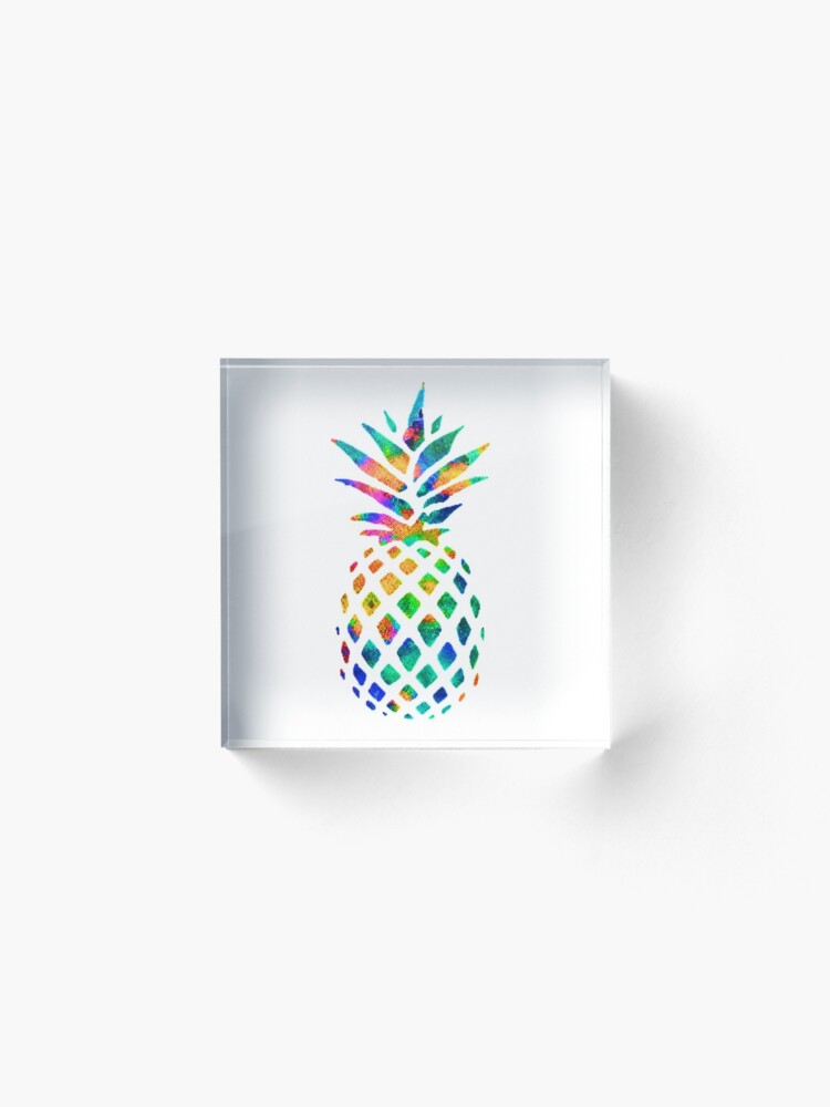 Alternate view of Rainbow Pineapple Acrylic Block