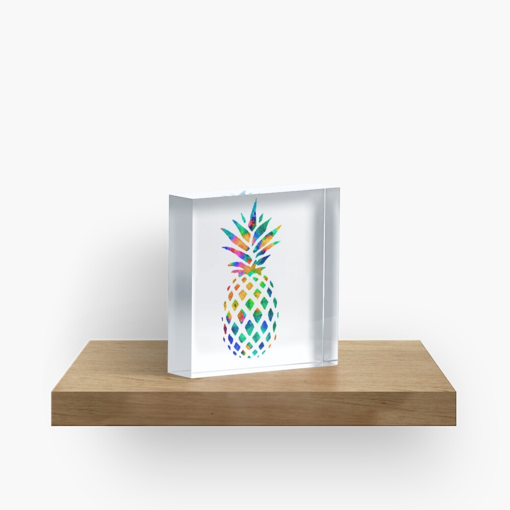 Rainbow Pineapple Acrylic Block