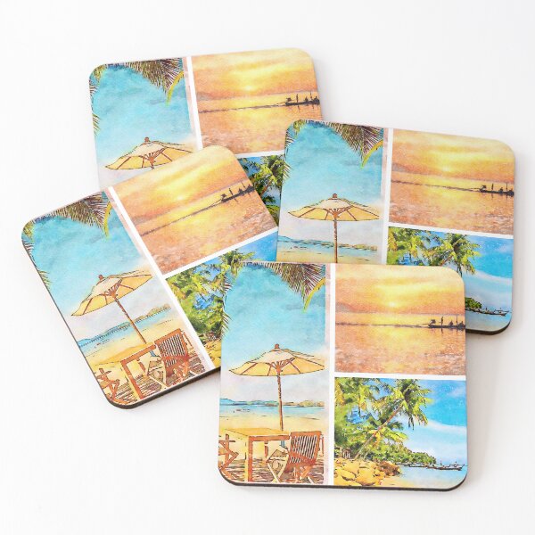 Item preview, Bang Tao Beach, Phuket, Thailand - Digital watercolour triptech designed and sold by Kevin Hellon.