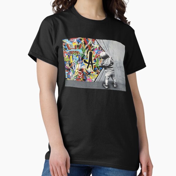 Item preview, Behind The Curtain - Martin Whatson - Modern Stencil Graffiti Urban Art designed and sold by Teecha.