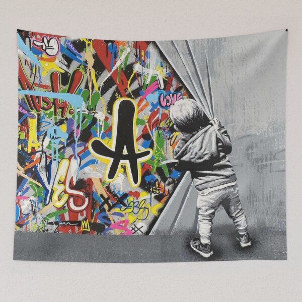 Item preview, Behind The Curtain - Martin Whatson - Modern Stencil Graffiti Urban Art designed and sold by Teecha.