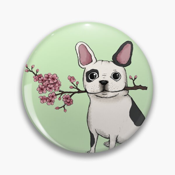 Item preview, French bulldog cherry blossom black white designed and sold by agrapedesign.