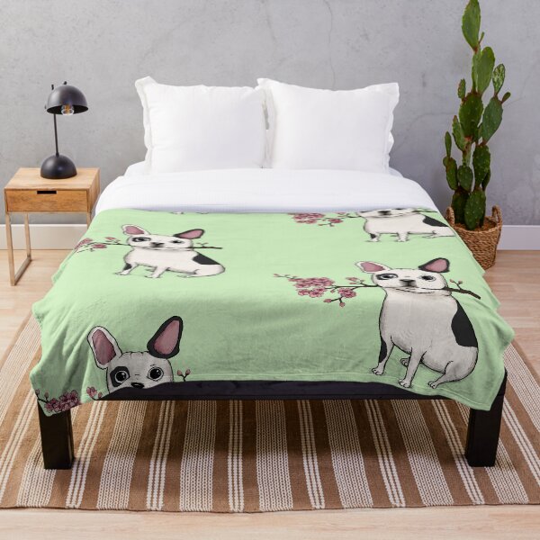 Item preview, French bulldog cherry blossom black white designed and sold by agrapedesign.