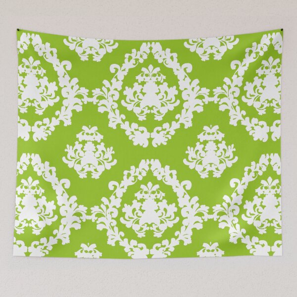 Item preview, Victorian Damask GREEN AND WHITE Lace Pattern designed and sold by Overthetopsm.