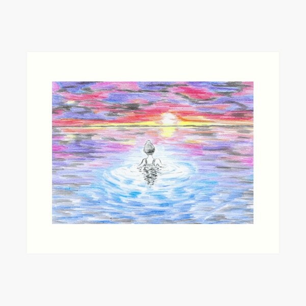 Item preview, Wild Swimming Woman On A Sunset Swim designed and sold by Breezy Cove Art.