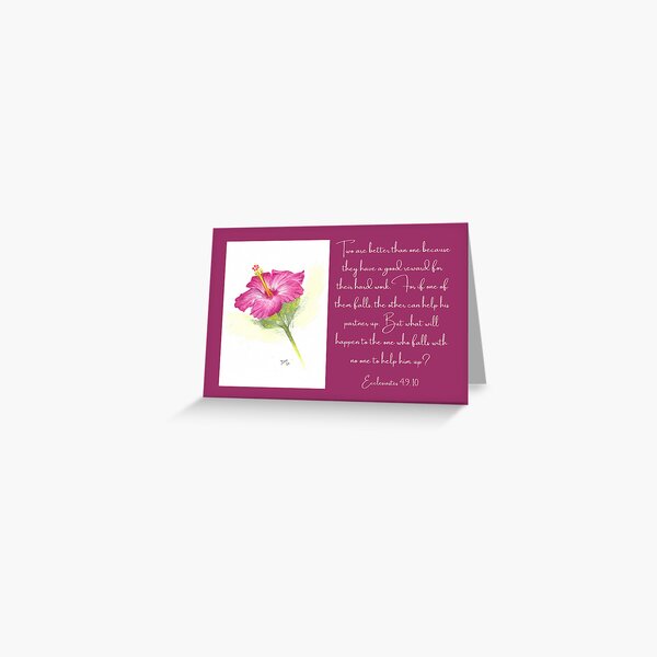 Original Watercolor Greeting Card by Dee with Scripture Eccl 4:9,10 Greeting Card