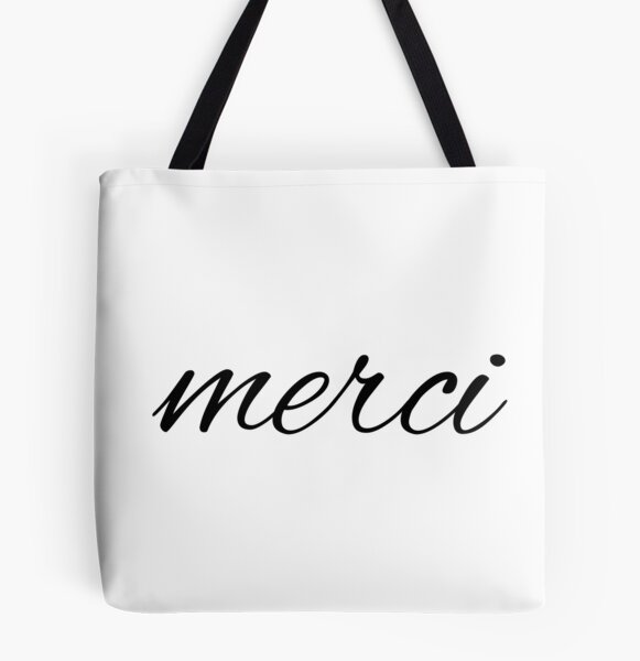 Merci, French word art with red heart Large Tote Bag