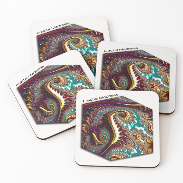 Item preview, Fractal Madness 3D Cube of Gold and Teal Fractals designed and sold by Warren Paul Harris.