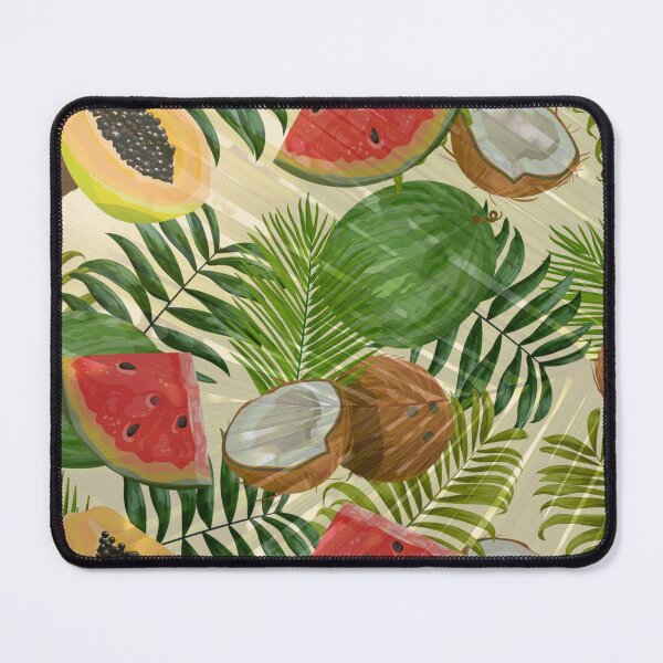 Item preview, green tropical fruit and tropical plant pattern designed and sold by Beeroclock.