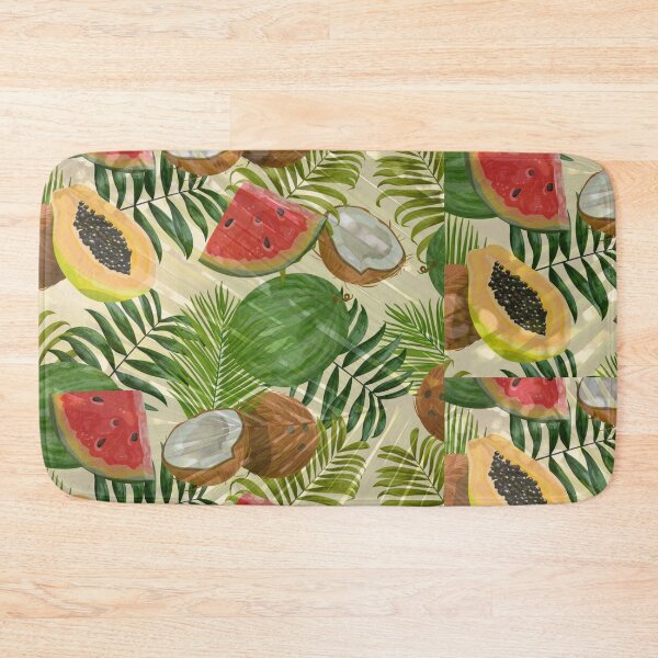 Item preview, green tropical fruit and tropical plant pattern designed and sold by Beeroclock.