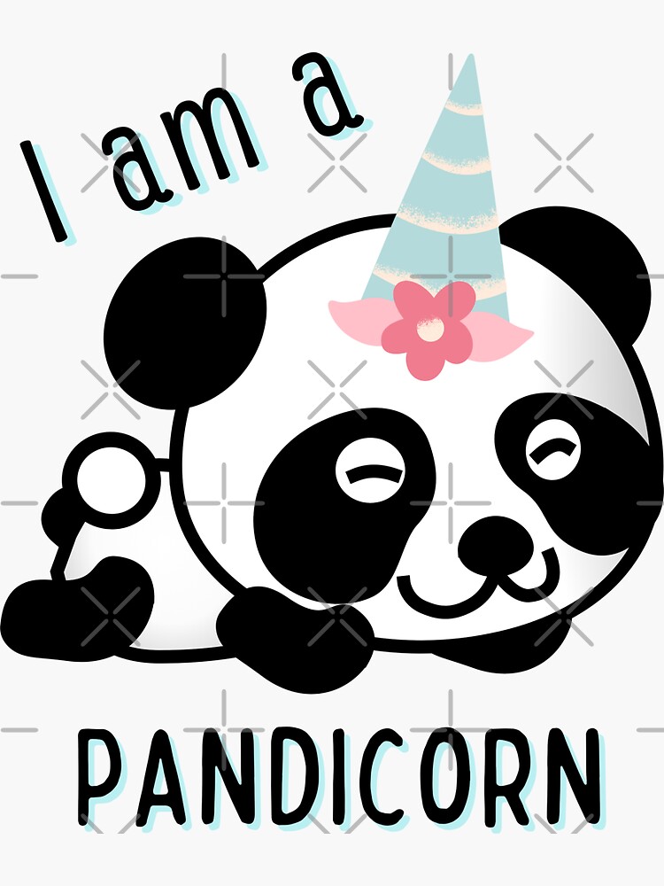 "Cute Panda, Funny Pun, Panda With Unicorn Horn, I Am A Pandicorn ...