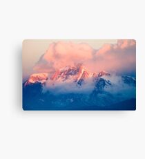 Snow Mountain at Pink Sunset Canvas Print