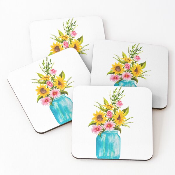 Item preview, Watercolor mason jar with flowers designed and sold by Designs1279.