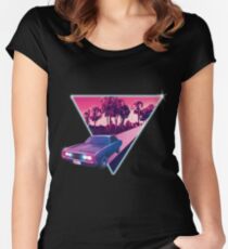 Nighdrifter retro wave car Women's Fitted Scoop T-Shirt