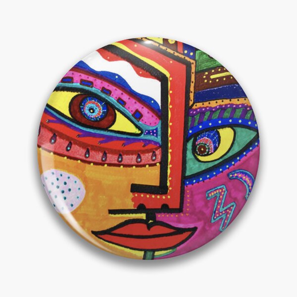 Item preview, Funky Abstract Style Art Face with Dots and Stripes Throw Pillow for decoration and gift for mom, mum, mummy designed and sold by THASSON.