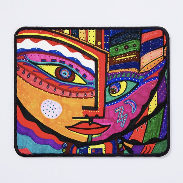 Item preview, Funky Abstract Style Art Face with Dots and Stripes Throw Pillow for decoration and gift for mom, mum, mummy designed and sold by THASSON.
