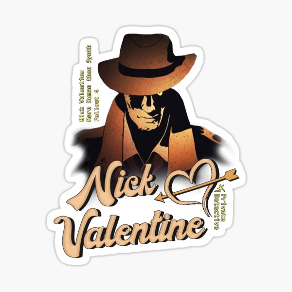 Nick Valentine Fallout 4 Recommended With Black Background Sticker   St,small,507x507 Pad,600x600,f8f8f8 