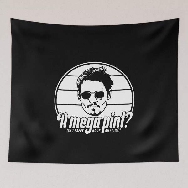 Item preview, A mega pint? Isn't happy hour anytime? Johnny Depp! designed and sold by ActiveNerd.