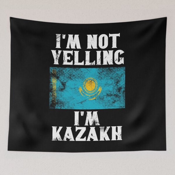 Item preview, Funny Kazakh Gift: I'm Not Yelling, I'm Kazakh - Retro Kazakhstan Flag - Kazakhstan Pride designed and sold by Adexyl.