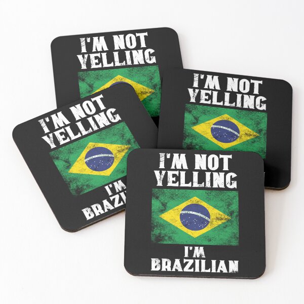Item preview, Funny Brazilian Gift: I'm Not Yelling, I'm Brazilian - Retro Brazil Flag - Brazil Pride designed and sold by Adexyl.