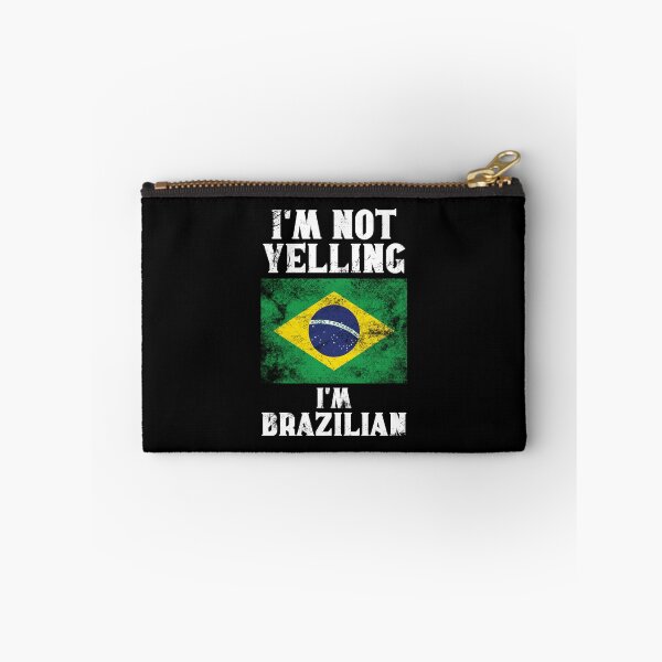 Item preview, Funny Brazilian Gift: I'm Not Yelling, I'm Brazilian - Retro Brazil Flag - Brazil Pride designed and sold by Adexyl.