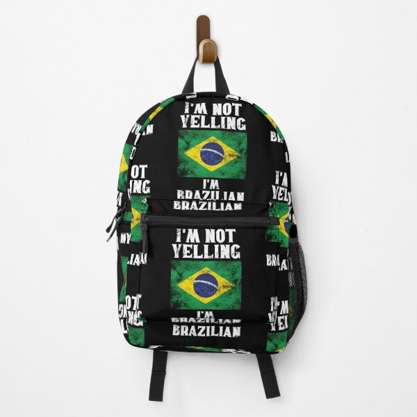 Item preview, Funny Brazilian Gift: I'm Not Yelling, I'm Brazilian - Retro Brazil Flag - Brazil Pride designed and sold by Adexyl.