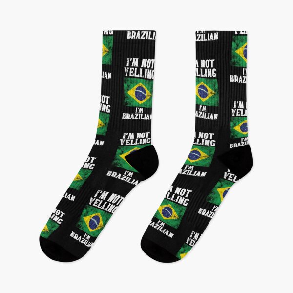 Item preview, Funny Brazilian Gift: I'm Not Yelling, I'm Brazilian - Retro Brazil Flag - Brazil Pride designed and sold by Adexyl.