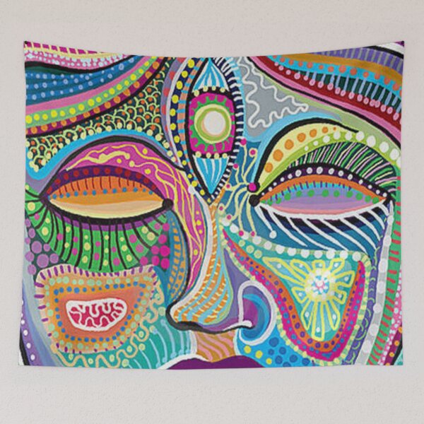 Item preview, Funky Abstract Style Art Face with Dots and Stripes Throw Pillow for decoration and gift for mom, mum, mummy designed and sold by THASSON.