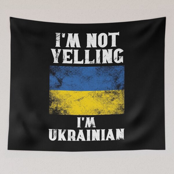 Item preview, Funny Ukrainian Gift: I'm Not Yelling, I'm Ukrainian - Retro Ukraine Flag - Ukraine Pride designed and sold by Adexyl.
