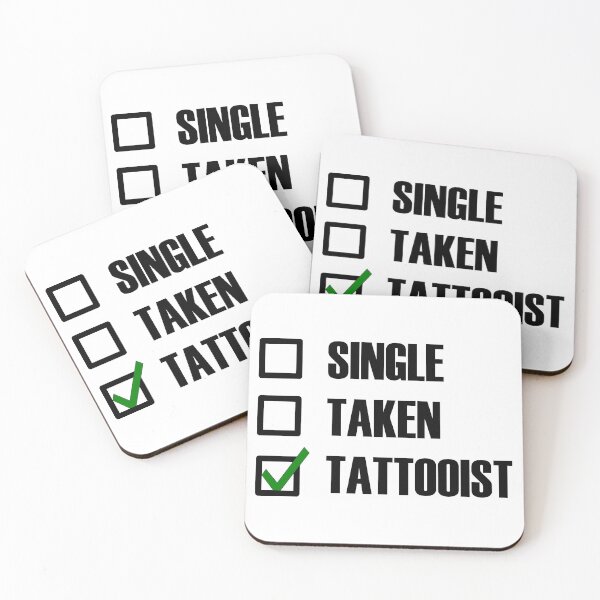 Item preview, Funny Essentials: Single Taken Tattooist Green tick check box - Sleek white typography black outline design designed and sold by Deegital18.