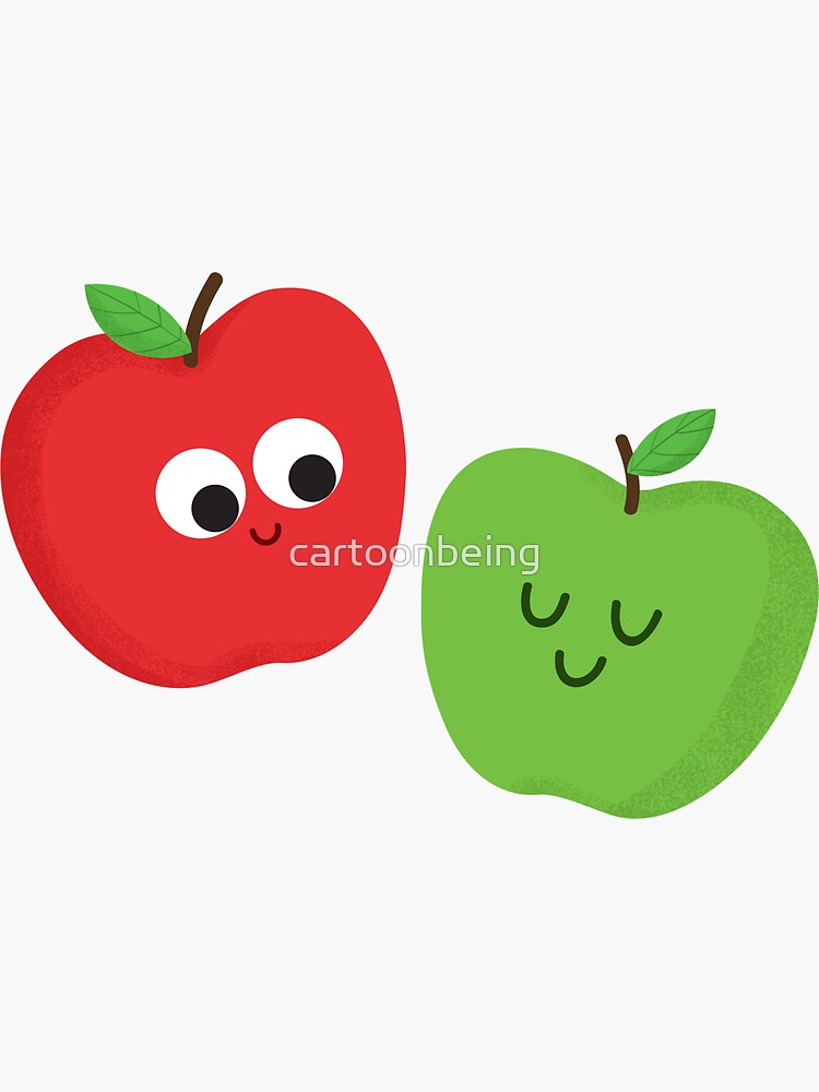 Thumbnail 3 of 3, Sticker, Happy Apples designed and sold by cartoonbeing.