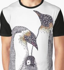 Zentangle Art Emperor Penguin Family Graphic T-Shirt
