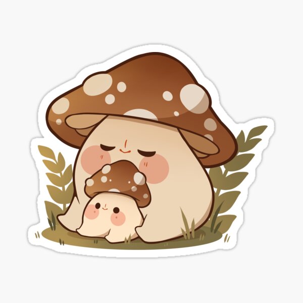 mom and baby mushie Sticker