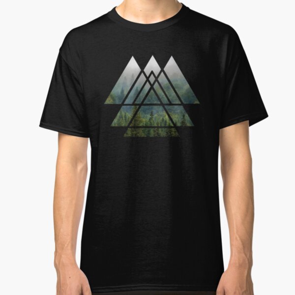 Sacred Geometry Triangles - Misty Forest Classic T-Shirt