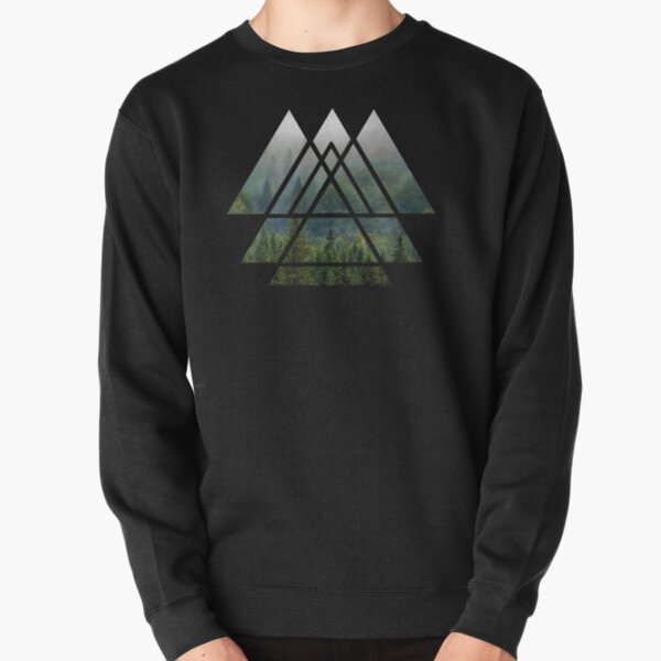 Sacred Geometry Triangles - Misty Forest Pullover Sweatshirt