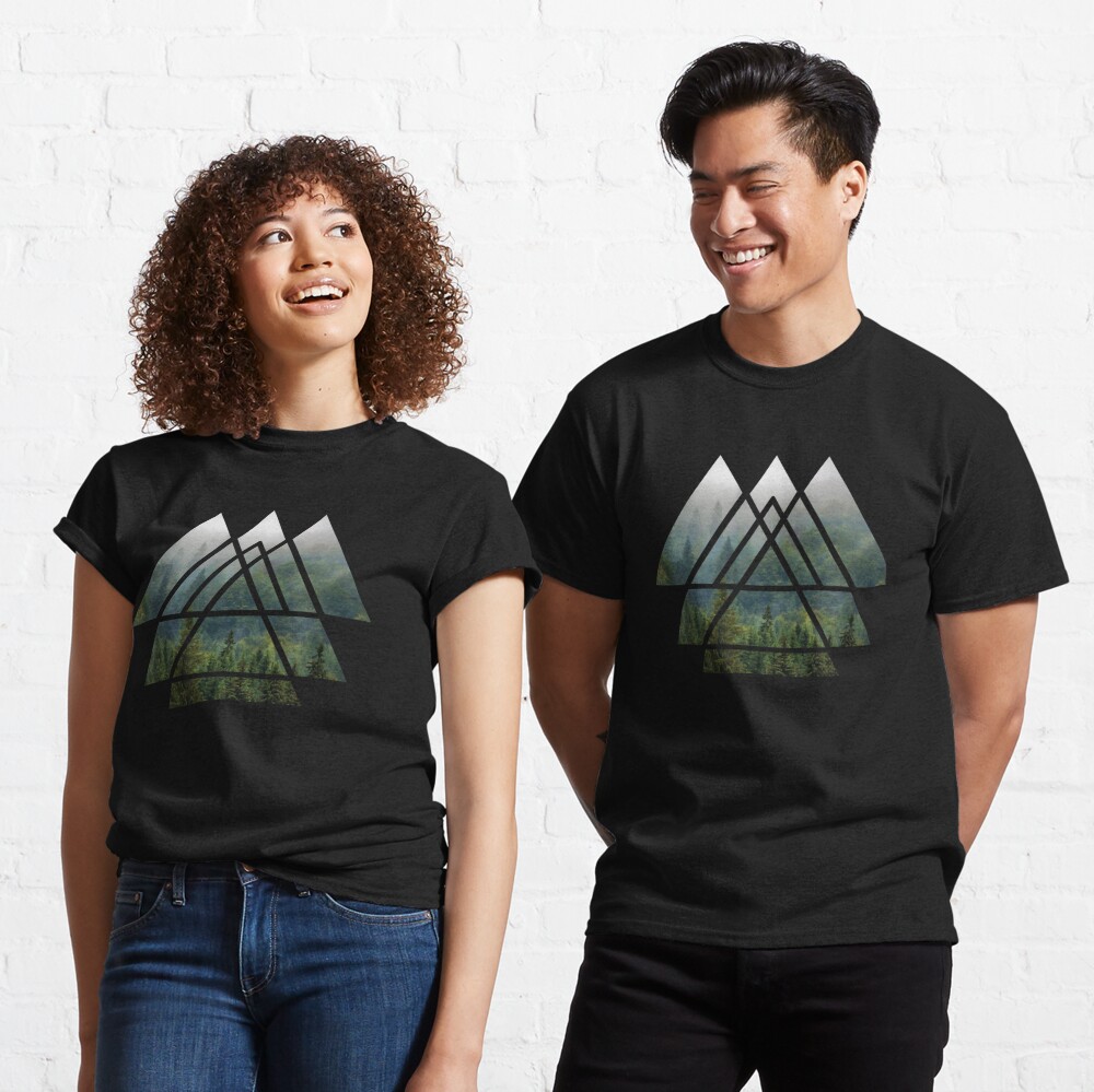 Sacred Geometry Triangles - Misty Forest Classic T-Shirt