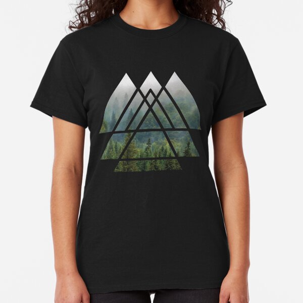Sacred Geometry Triangles - Misty Forest Classic T-Shirt