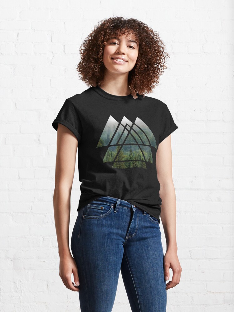 Alternate view of Sacred Geometry Triangles - Misty Forest Classic T-Shirt