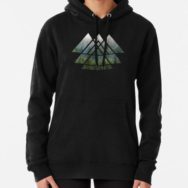Sacred Geometry Triangles - Misty Forest Pullover Hoodie